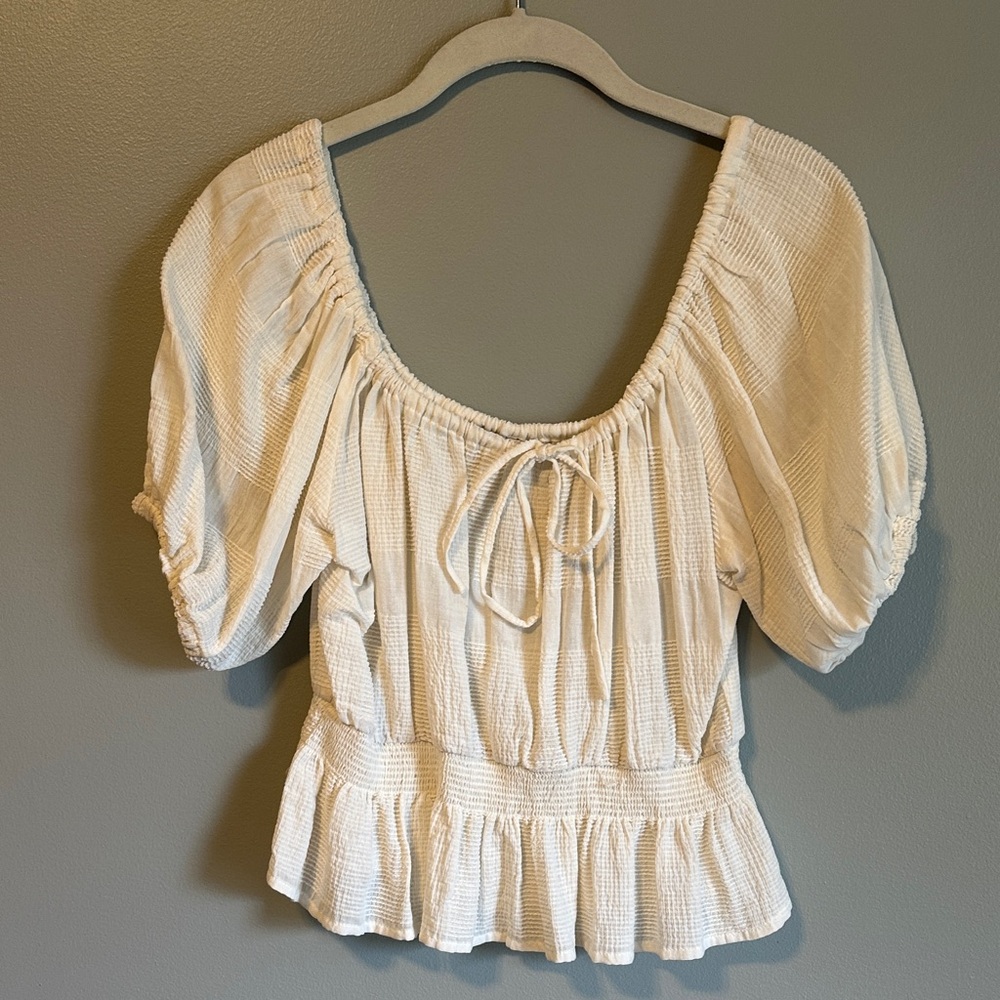 Lush Cream Peasant Blouse